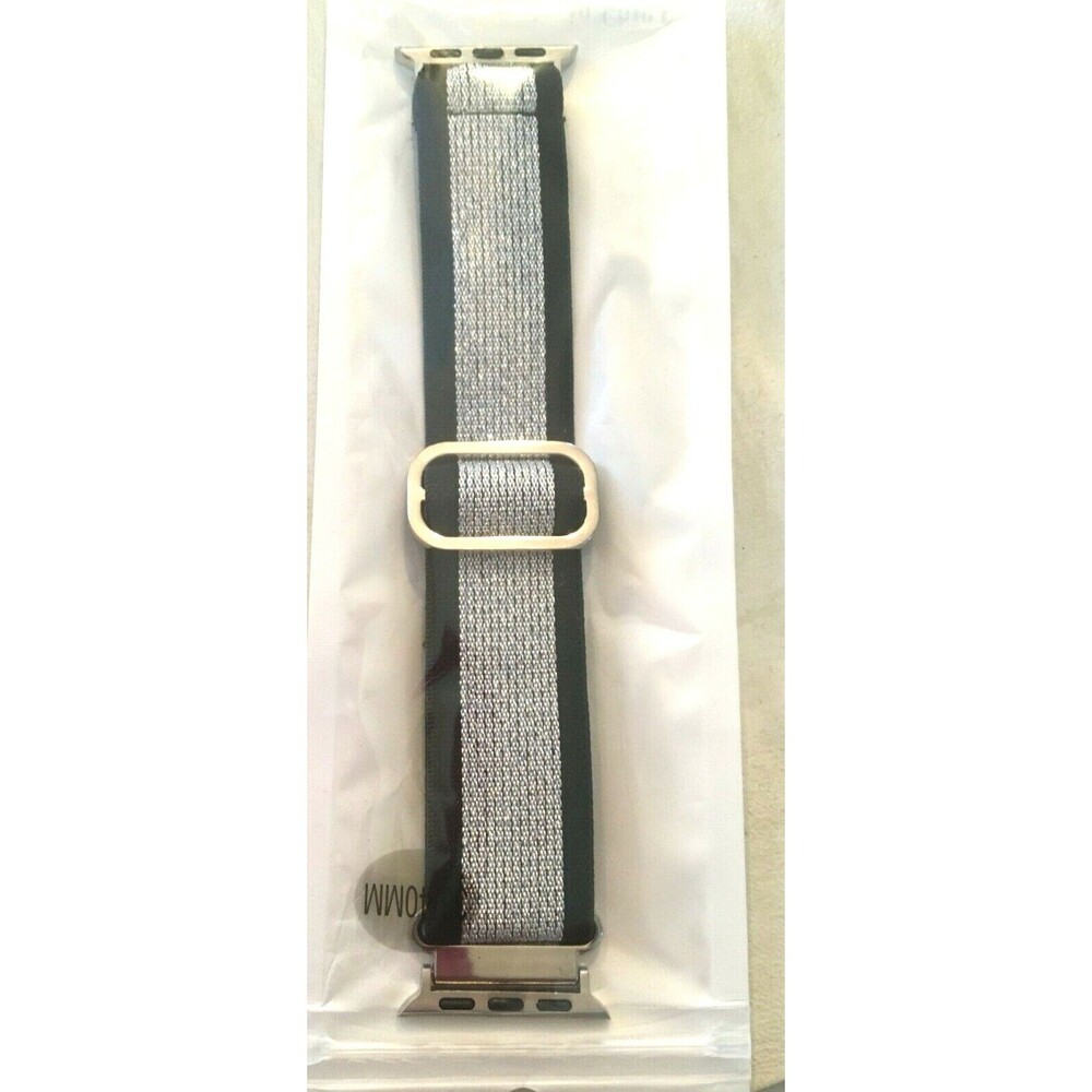 Watch Band For Apple Watch Elastic Adjustable Silver & Black NIP Free US Ship